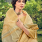 Rajwada Women Gold Linen Woven Saree With Unstitched Blouse