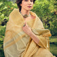 Rajwada Yellow Linen Tissue Saree for Women With Unstitched Blouse