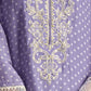 Rajwada Purple Cotton Blend  Embroidered Semi-Stitched Kurta Set For Women