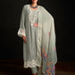 Rajwada Olive Cotton Blend  Embroidered Semi-Stitched Kurta Set For Women