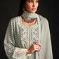 Rajwada Olive Cotton Blend  Embroidered Semi-Stitched Kurta Set For Women