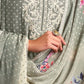 Rajwada Olive Cotton Blend  Embroidered Semi-Stitched Kurta Set For Women