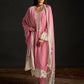 Rajwada Pink Cotton Blend  Embroidered Semi-Stitched Kurta Set For Women