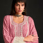 Rajwada Pink Cotton Blend  Embroidered Semi-Stitched Kurta Set For Women