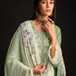 Rajwada Green Cotton Blend  Embroidered Semi-Stitched Kurta Set For Women