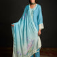 Rajwada Blue Cotton Blend  Embroidered Semi-Stitched Kurta Set For Women