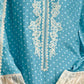 Rajwada Blue Cotton Blend  Embroidered Semi-Stitched Kurta Set For Women