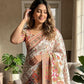 Rajwada White Silk Blend Woven Saree For Women