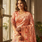 Rajwada Peach Silk Blend Woven Saree For Women