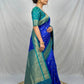 Rajwada Royal  Blue Silk Blend Woven Saree For Women