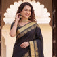Rajwada Black Silk Blend Woven Saree For Women