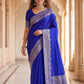 Rajwada Blue Silk Blend Woven Saree For Women