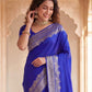 Rajwada Blue Silk Blend Woven Saree For Women