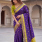 Rajwada Violet Silk Blend Woven Saree For Women