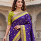 Rajwada Violet Silk Blend Woven Saree For Women