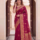 Rajwada Maroon Silk Blend Woven Saree For Women