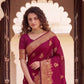 Rajwada Maroon Silk Blend Woven Saree For Women