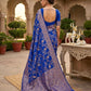 Rajwada Royal Blue Silk Blend Woven Saree For Women