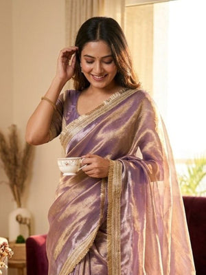 Rajwada Purple Silk Blend Woven Saree For Women