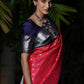 Rajwada Red Silk Blend Woven Saree For Women