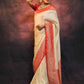 Rajwada Cream Silk Blend Woven Saree For Women