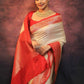 Rajwada Cream Silk Blend Woven Saree For Women