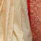 Rajwada Cream Silk Blend Woven Saree For Women
