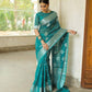 Rajwada Teal Blue Silk Blend Woven Saree For Women