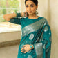 Rajwada Teal Blue Silk Blend Woven Saree For Women