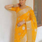 Rajwada Yellow Silk Blend Woven Saree For Women