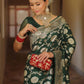 Rajwada Dark Green Silk Blend Woven Saree For Women