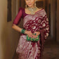 Rajwada Maroon Silk Blend Woven Saree For Women