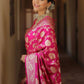 Rajwada Pink Silk Blend Woven Saree For Women