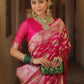 Rajwada Pink Silk Blend Woven Saree For Women