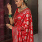 Rajwada Red Silk Blend Woven Saree For Women