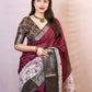 Rajwada Maroon Silk Blend Woven Saree For Women