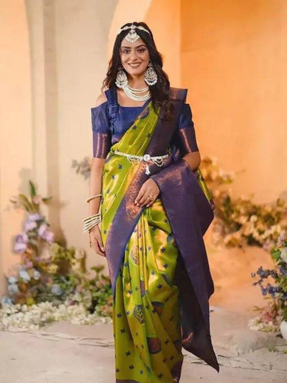 Rajwada Light Green Silk Printed Saree For Women