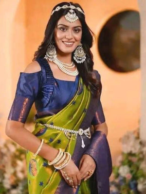 Rajwada Light Green Silk Printed Saree For Women