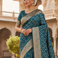 Rajwada Teal Blue Silk Printed Saree For Women