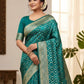 Rajwada Teal Green Silk Woven Saree For Women