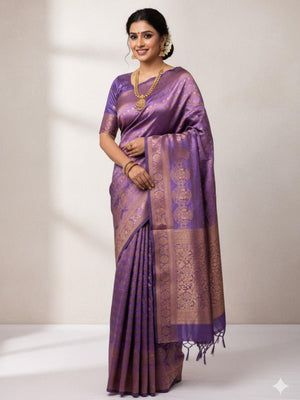 Rajwada Purple Silk Woven Saree For Women