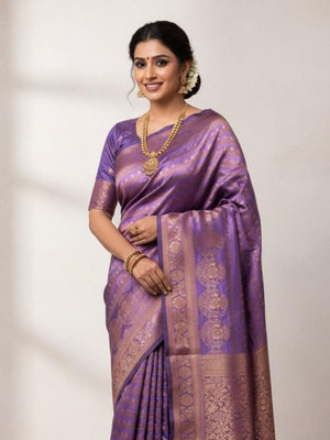 Rajwada Purple Silk Woven Saree For Women