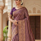 Rajwada Purple Silk Printed Saree For Women