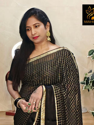 Rajwada Black Silk Blend Woven Saree For Women