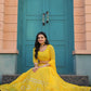 Rajwada Yellow Georgette Embellished Semi Stitched Lehenga With Unstitched Blouse For Women