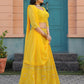 Rajwada Yellow Georgette Embellished Semi Stitched Lehenga With Unstitched Blouse For Women
