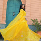Rajwada Yellow Georgette Embellished Semi Stitched Lehenga With Unstitched Blouse For Women