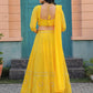 Rajwada Yellow Georgette Embellished Semi Stitched Lehenga With Unstitched Blouse For Women