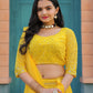 Rajwada Yellow Georgette Embellished Semi Stitched Lehenga With Unstitched Blouse For Women