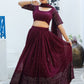 Rajwada Wine Georgette Embellished Semi Stitched Lehenga With Unstitched Blouse For Women